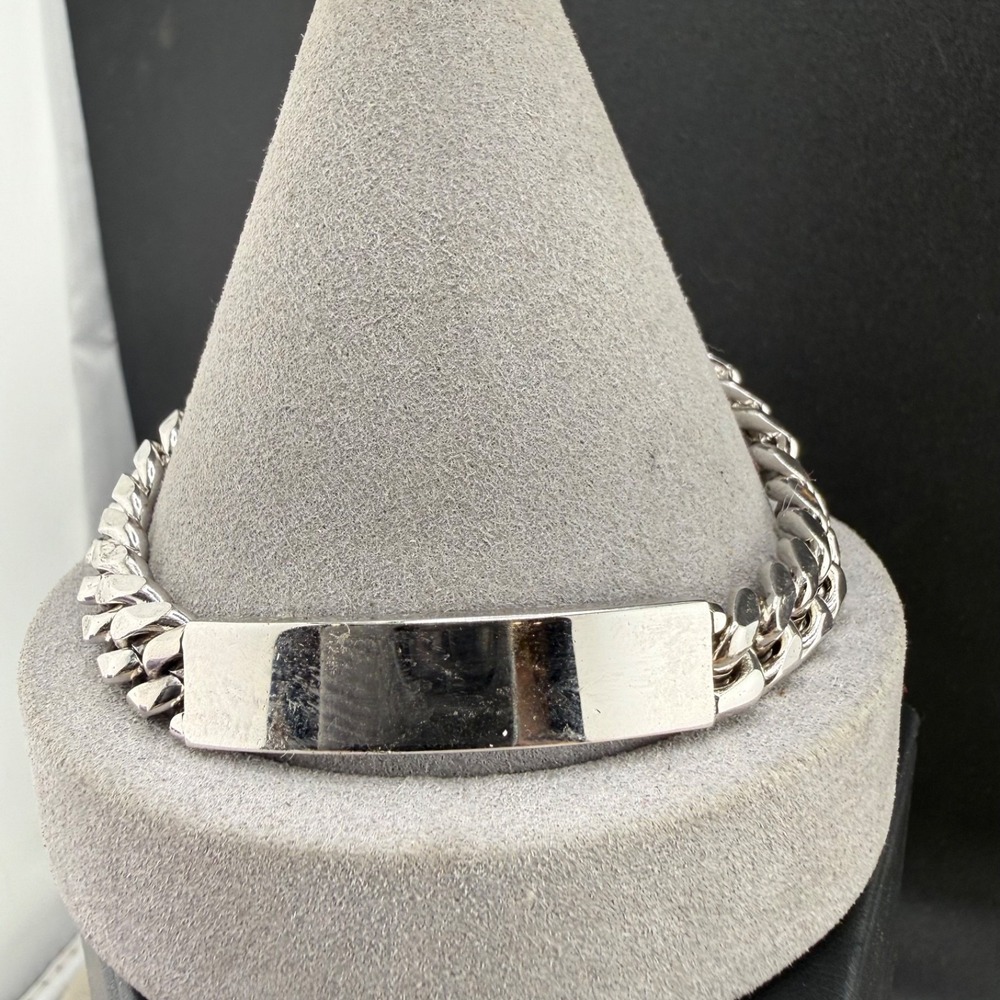 Vintage ID Bracelet Silver Tone NOT Engraved‎ Adjustable 8.5"